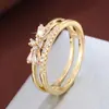 Anillo Doble Hueco de Doble Capa Europeo y Americano Anillo Doble Simple Diseño de Nicho Sentido Versátil Joyería al por Mayor