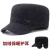 Nuevo Estilo de Invierno para Hombres de Mediana Edad y Ancianos, Cálido, Forro de Polar, Engrosado, Gorra Plana de Cuero para Hombre Mayor Abuelo, Protección contra el Frío, Protección para los Oídos, Gorra Plana