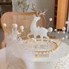 Decoração de bolo de aniversário de veado de cristal brilhante, enfeites, veado branco, senhoras, assando, mesa de sobremesa, boneca de alce de natal