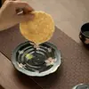 Bandeja de té negra pintada a mano con forma de lirio, posavasos, bandeja para té seco, tapa para cuenco de té, base para cuenco de té, plato de postre, accesorios de juego de té de cerámica, para ceremonia del té china