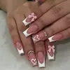 Nuevos diseños de arte para uñas: Estilo europeo y americano, adornos de pedrería estilo francés, diseños de mariposas 3D, estilo femenino, uñas postizas cuadradas de longitud media, al por mayor