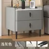 Mesa de Cabeceira de Luxo Leve, Toda em Madeira Maciça, Armário de Armazenamento Moderno Minimalista para Quarto, Pequeno Armário de Armazenamento de Cabeceira com Tampo de Pedra