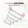 Aleación de Titanio F136 Rosca Interna Varilla en Ángulo Recto Cuerpo Base Larga para Implante Joyería para Piercings Uña de Implante Cutáneo de Doble Extremo
