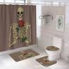 Amazon Cross-Border Serie Temu de Halloween Poliéster Impreso Digitalmente Impermeable y Resistente al Moho Juego de Cuatro Piezas para Cortina de Ducha con un Estilo de Lujo Ligero