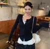 Cárdigan de Punto Hueco Rosa para Mujer, Nuevo Estilo Primavera, Cubre-traje de Manga Larga con Botones para Protección Solar, Top de Lyocell Ajustado