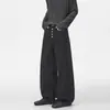 Calça jeans reta original para homens, vibe trendy das ruas, estilo pai versátil, braguilha única com botões, calça de perna larga solta