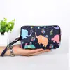 Porta-moedas Feminino Longo Tecido Clutch Três Camadas Zíper Carteira Feminina Grande Capacidade Bolsa para Celular
