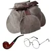 Chapéu de Detetive Sherlock Holmes com Aba Dupla, Lupa, Adereços de Decoração para Cosplay, Conjunto de Pipa - Mais Vendido Internacionalmente