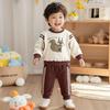 Roupa de Outono para Crianças de 0 a 5 Anos 2025 Primavera & Outono Novo Estilo Moletons Fofos de Desenho Animado para Meninos e Meninas Calças de Moletom de Duas Peças de Manga Comprida para Crianças