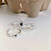Anillo de amor con diamantes de imitación negros, diseño de nicho de estilo coreano, para mujer, estilo frío, moderno, personalizado, combinable, de alta calidad.