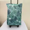 Carrito de Compras Plegable con Ruedas para Uso Doméstico, Carrito Retráctil con Diseño Estampado, Carrito de Compras Pequeño con Ruedas y Bolsa de Compras