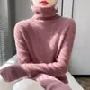 Popular Suéter de Gola Alta Outono e Inverno para Mulheres 2025 Novo Slim-Fit Malha Interna Suéter Macio de Gola Alta Preto