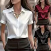 Camisa Elegante Versátil de Corte Ajustado de Satén para Viajes, Enviada desde Estación Independiente de la UE/EE. UU.