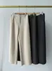 Estilo minimalista, pantalones de tweed de lana sin cintura - pantalones tipo banana de mezcla de lana y acetato, pantalones largos rectos de pierna ancha simples