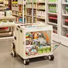 Carrinho de Compras Doméstico de Grande Capacidade com Rodas, Carrinho de Camping Portátil Dobrável para Compras de Supermercado e Retirada de Pacotes