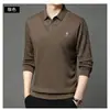 Atacado de Fábrica Roupas de Outono e Inverno, Camiseta Falsa de Duas Peças para Homens, Camiseta Básica Grossa com Forro de Lã, Camisa de Gola para Homens de Meia-Idade, Camisa Polo