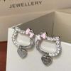 Pendientes de Etiqueta de Gato Pipi Diseño de Nicho Versión Coreana Lindos Simples Dulces Exquisitos Versátiles Pendientes Aguja de Plata