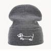 Gorro Frío Bordado de Perro Salchicha Dibujo Animado Lindo Otoño e Invierno 2025 Gorro Tipo Beanie para Cachorro Gorro Cálido Gorro de Lana para Hombre y Mujer