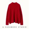 Suéter Grueso de Cachemira para Mujer, Cuello Medio Alto, Tejido de Trenza, Corte Holgado, Chaqueta Suéter de Punto Canalé Adelgazante, Estilo Simple