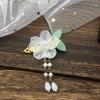 Horquilla Blanca de Cristal con Hoja Verde Pequeña Accesorios para Vestido de Niña Horquilla Pequeña Hanfu Adorno para la Cabeza de Novia Boda