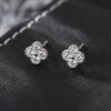 Pendientes de Trébol de Cuatro Hojas de Plata de Ley 925 Nuevos Pendientes de Flor de Turquesa Pendientes con Diamantes Pendientes Pequeños para Mujer