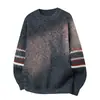 Suéter Retro Jacquard de Cuello Redondo para Hombre Otoño Invierno Capa Base Engrosada Holgado Bloque de Color Manga Larga Tejido Prendas de Punto Suéter Casual Lana