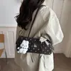 Bolso de axila de estilo coreano, nicho, dulce con lunares para mujer, nueva colección de otoño 2026, moderno bolso de hombro con lazo de encaje