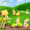 Figura de conejito temática de granja creativa para paisaje en miniatura, accesorio de decoración de paisajismo DIY para jardinería, pequeño adorno de escritorio