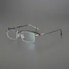 Gafas de Negocio sin Montura Ultra Ligeras Hechas a Mano con Montura de Titanio, Montura Grande de Moda para Caras Grandes, Adecuadas para Hombres y Mujeres, con Lentes Graduados, Anti Luz Azul, Fotocromáticas