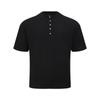 Camiseta de Punto de Manga Corta con Cuello Redondo y Media Botonadura para Hombre Ins Moda Callejera Europea y Americana Rayas Verticales Texturizadas Color Sólido Capa Base