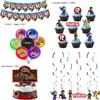Conjunto de decoração com tema do mundo virtual Roblox, jogo sandbox, bandeira, balão, impressão de cartão para bolo