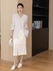 Elegante Chaleco Traje de Acetato Estilo Diosa para Mujer 2026 Nuevo Blazer Blanco Profesional con Cuello en V