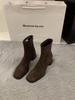 Botines Delgados de Tacón Alto Cuadrados para Mujer Otoño e Invierno 2024 Forrados de Felpa Estilo Coreano Botines Pequeños Botas
