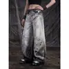 Jeans Estampados Digitales 3D Americanos para Hombres y Mujeres Otoño High Street Sentido del Diseño Pantalones de Pierna Curva Marca de Tendencia Vibe Pantalones de Pierna Ancha
