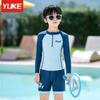 Traje de Banho Infantil Meninos Dividido Novo Traje de Banho Meninos Crianças Grandes Adolescente Manga Longa Proteção Solar Shorts de Banho Verão Atacado