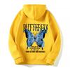Sudadera casual con capucha de moda con letras nuevas de exportación europea y americana 2024 con mariposas multicolores