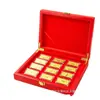 Conjunto de Caixa de Presente com Barra de Ouro Pequena dos Doze Signos do Zodíaco em Folha de Ouro Imitação, Barra de Ouro Pequena e Moeda Comemorativa do Ano Novo Chinês, Conjunto de Presente Empresarial