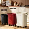 Papelera doméstica de gran capacidad, elegante, no necesita agacharse, con ruedas, móvil, multiusos para sala de estar, cocina, dormitorio