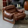 Sillón individual, silla de la Isla de Jersey, sillón de cuero estilo vintage para sala de estar, silla perezosa de ocio, sillón reclinable retro de madera maciza