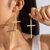 Pendientes de aleación con forma de cruz, estilo europeo y americano, con un diseño sencillo y un toque de fotografía callejera, elegantes y largos, para hombres y mujeres.