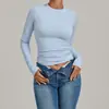 Roupa de yoga de manga comprida, justa, modeladora de barriga, roupa de ginástica de alta intensidade, top de manga comprida para Pilates, corrida e esportes 2624