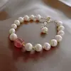 Pulseira de Pérola Natural Feminina Pulseira Popular Estudante Melhor Amiga Estilo K Simples Ins Design de Nicho Joia de Mão Personalizada Tendência