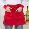 Ropa de Trabajo, Mandil de Media Cintura, Mandil de Media Cintura para Mesero, Mandil de Trabajo para Cafetería y Casa de Té con Bolsillos, Pequeño Catering, Sin Mangas