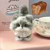 Chaveiro Fofo de Gatinho com Bastão Torcido de Pelúcia Pingente Pacote de Material de Animal de Estimação Fofo Feito à Mão Presente de Aniversário DIY