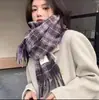 Bufanda de Imitación Cachemir a Cuadros Arcoíris Estilo Coreano 2025 para Mujer Otoño e Invierno Estudiante Pareja Mohair Bufanda Cálida Estilo Largo