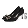 775-9 vermelho vinho saltos altos pés femininos não cansados sexy camurça salto fino sapatos de casamento fivela quadrada strass sapatos xiuhe