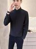 Camisa de cuello estilo chino nuevo para hombre, casual blanca, sin planchado, drapeada, lujo ligero, color sólido, manga larga, camisa sencilla para hombre en blanco y negro