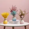 Espiga de Trigo Flor Seca Gipsofila Buquê Arranjo de Flores para Sala de Estar Vaso Pequeno de Cerâmica Estilo Ins Ornamento de Decoração para Gabinete de TV de Mesa