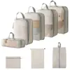 Set de 10 Bolsas de Almacenamiento de Viaje de Compresión Cuidadosamente Seleccionadas, Bolsa de Almacenamiento de Malla con Cordón para Empacar por Separado, Bolsa Organizadora para Equipaje, Maquillaje y Artículos de Tocador