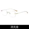 Óculos sem Aro Ultra Leves de Titânio Puro Estilo Zhang Xinyu para Mulheres com Miopia, Podem Ser Personalizados com Lentes de Grau, Adequados para Rostos Grandes, Aparência Natural, Design Sem Aro